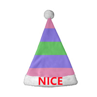 Chapeau de Père Noël personnalisé avec drapeau arc-en-ciel Trigender, chapeau en polaire corail doux et chaud pour la marche des fiertés et les fêtes du Nouvel An