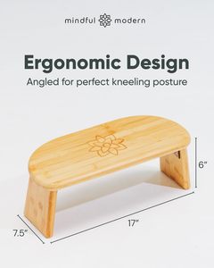 Bamboo Foldable <strong>Meditation</strong> Bench Ergonomic Portable Kneeling <strong>Stool</strong> with Carry Bag for Yoga Prayer - Product Image 2