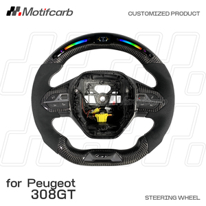 Volant personnalisé intelligent à LED avec affichage du régime, en fibre de carbone, avec poignées en microfibre noire pour Peugeot 508 GT SW GT Line 308 2017-2026 - Product Image 2