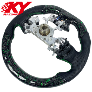 Volante deportivo personalizado de fibra de carbono forjada verde con cuero negro y LED RPM, adecuado para Infiniti Q50 Q50s Q50L Q60 Q60s Q70 - Product Image 3