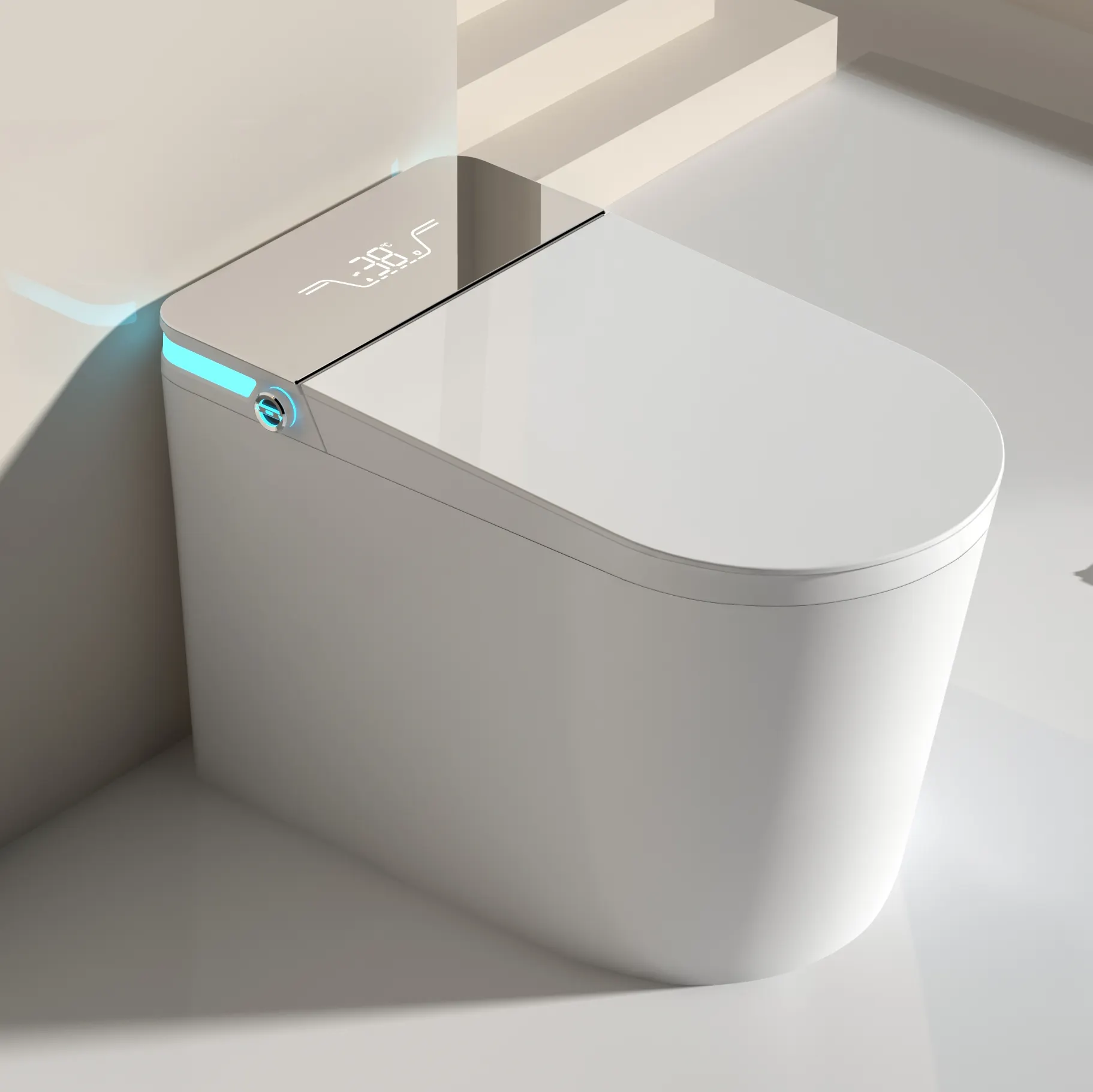 U bentuk desain Modern peralatan sanitasi cerdas Toilet kamar mandi lantai dipasang otomatis keramik Toilet pintar dengan Bidet