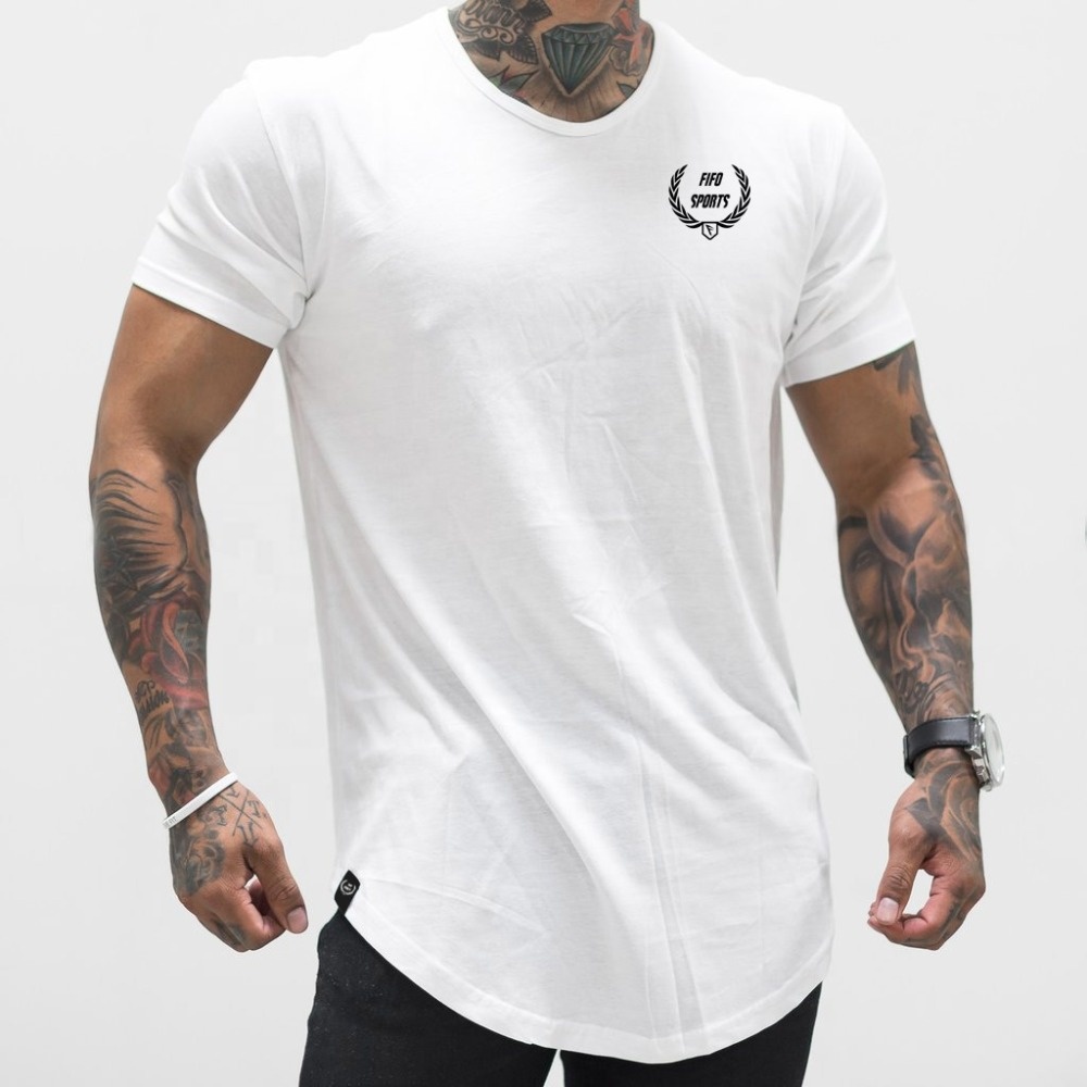 Groothandel Hoge Kwaliteit Scoop Bottom Ronde Hals Heren Longline T-shirt