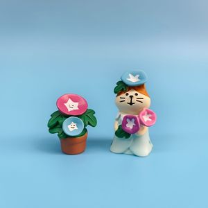 ไดโอรามาขนาดเล็ก ของตกแต่งจิ๋ว สไตล์ญี่ปุ่น ดอกไม้ยามเช้า แมว ซัคกะ ของตกแต่งน่ารักสำหรับวางบนโต๊ะ ของตกแต่งพลาสติกขนาดเล็ก - Product Image 4