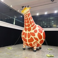 Girafe gonflable géante publicitaire de 5 m avec visage amusant, en tissu Oxford, motif animal de dessin animé