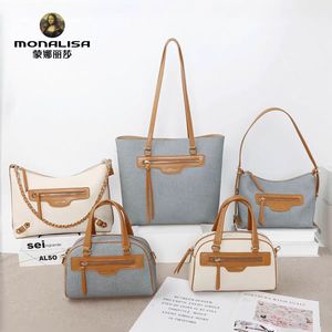 蒙娜丽莎奢华斜挎包翻盖手提包大容量人造革高品质时尚保龄球包 - Product Image 2