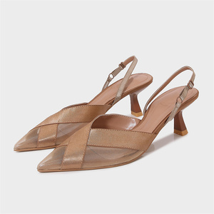 Luxury <strong>Mesh</strong> Sequin <strong>Beaded</strong> Pointy Toe High Heels Muller Shoes Women Fashion Thin Heeled Sandals <strong>Slippers</strong> - Product Image 6