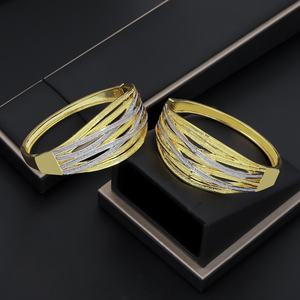 JXX Women's <b>Fashion</b> Gold-Plated <b>Cuff</b> <b>Bracelet</b> with Two-Tone Zircon Elegant Bangles with Stylish Two-Tone Zircon for Women - Product Image 1
