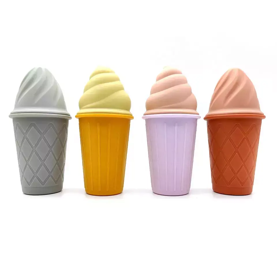Hot New Product Food Grade Soft Silicone 4 Pcs Ice Cream Beach Toys Set for Children Safe Cute Gift