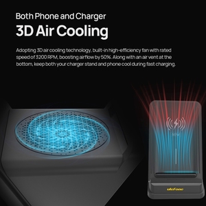 มาใหม่ <span class=keywords><strong>Ulefone</strong></span> WCS01 50W Air-cooledไร้สายชาร์จขาตั้ง 50W ประสิทธิภาพการชาร์จ 3D <span class=keywords><strong>Ar</strong></span> Cooling การกระจายความร้อน - Product Image 6