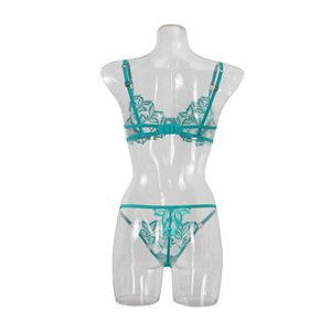 <b>Sexy</b> Lace Leaf Embroidery Lingerie <b>Set</b> Women Underwire Mesh Bra and Thong 2 Piece <b>Set</b> Seductive Womens Intimates Underwear - Product Image 5