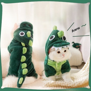 Pakaian Hewan Peliharaan Mantel Transformasi Dinosaurus Lucu untuk Kucing dan Anjing Bahan Flanel Ramah Lingkungan Pakaian Hewan Peliharaan Musim Gugur/Dingin - Product Image 2