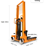 Apilador Manual de Palets con Elevación Hidráulica y Pedal, Ideal para Manejo de Materiales en Exteriores, Pavimentos y Almacenes