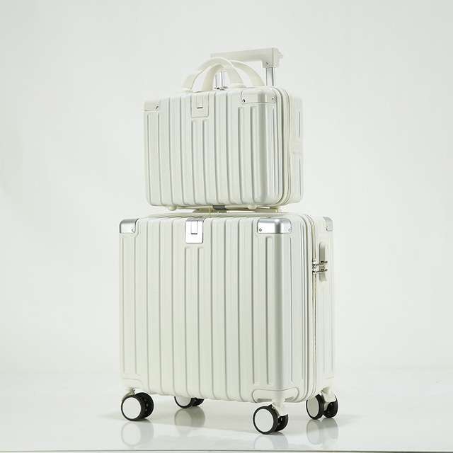 Low Priced ABS Luxury Square Design Mini Suitcase Multifunctional Cup Holder USB Charging Port 18 Inch Boarding Luggage