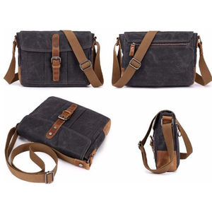 Borsa <span class=keywords><strong>Messenger</strong></span>/Crossbody per Laptop da Uomo in Tela Cerata Stile Vintage Impermeabile per Uso Professionale Logo Personalizzabile - Product Image 5