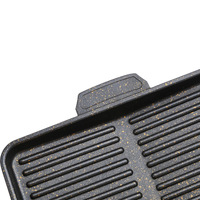 Poêle de cuisson rectangulaire antiadhésive en alliage d'aluminium avec revêtement en pierre Maifan de qualité supérieure, compatible gaz et induction, design moderne, pot en pierre naturelle