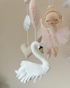 Mobile pour berceau Ballerine <span class=keywords><strong>Rose</strong></span> Or Mobile pour bébé fille avec cygne étoiles nuages lune - Product Image 5