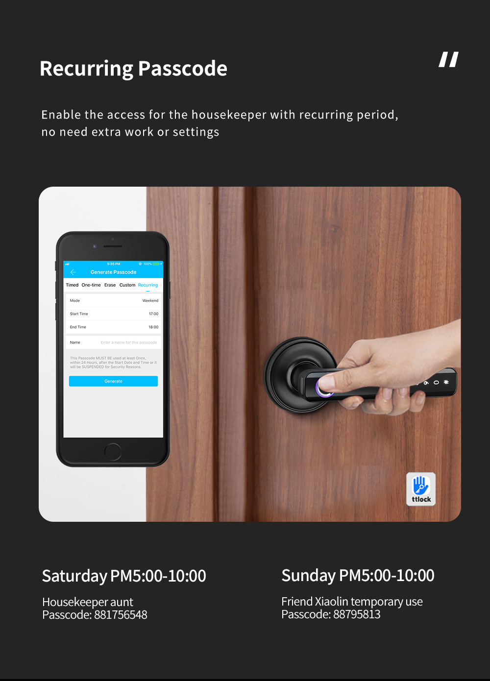 Smartek Waterproof H168 Biometric Door Electronic Remote Control Password Digital TTLock APP Smart Fingerprint Handle Lock