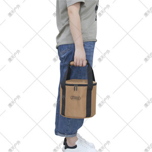 Mydays Outdoor Canvas Camping Cookware Storage Bag With Pot Cover Large Medium <b>Small</b> Outdoor <b>Bucket</b> Shape Tote Bag - Product Image 2