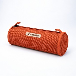 Estuche cilíndrico texturizado naranja óxido con cremallera, 32x12x12cm, organizador de cosméticos y lápices, almacenamiento de viaje, logotipo personalizado - Product Image 3