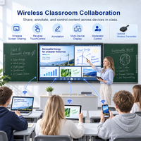 Tableau blanc interactif de 86 pouces avec deux ailes de tableau noir, écran tactile 4K anti-reflet pour l'enseignement