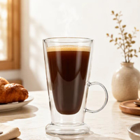 Mug en verre à double paroi résistant à la chaleur pour latte, café, expresso, cappuccino