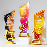 Nuevo Trofeo de Cristal Personalizado, Estrella de Cinco Puntas, Reconocimiento de Equipo, Estrella de Luz, Compromiso del Equipo, Premios de Competición, Medalla de Metal