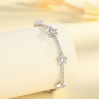 Bracelet en argent véritable 925 fait à la main avec pendentif fleur et chaîne pour femme