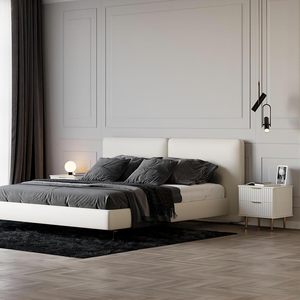 Mesita de noche blanca moderna con 2 cajones, mesita de noche con patas de <span class=keywords><strong>metal</strong></span> dorado para dormitorio, sala de estar - Product Image 4