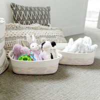 Panier de rangement multifonctionnel pliable en corde de coton tressée, gain de place, pour jouets, cadeaux, linge sale
