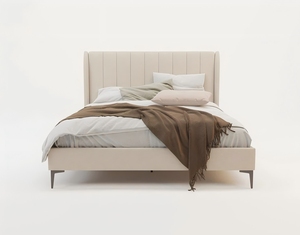 Cadre de <span class=keywords><strong>lit</strong></span> moderne en velours beige avec pieds en métal et rangement pour chambre à coucher, nouveau design, tailles Queen/Full/King 160x200 - Product Image 2