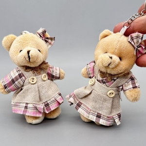 New Peluches Overalls Skirt Couple Bears Mini Charms Small Plushy Plushie Teddy Bear Plush keychain