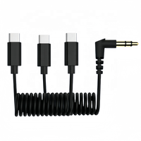 Câble d'enregistrement spiralé pour microphone sans fil 3,5 mm vers Type-C / Type-C vers Type-C / 3,5 mm TRS vers TRS / 3,5 mm TRRS vers TRS