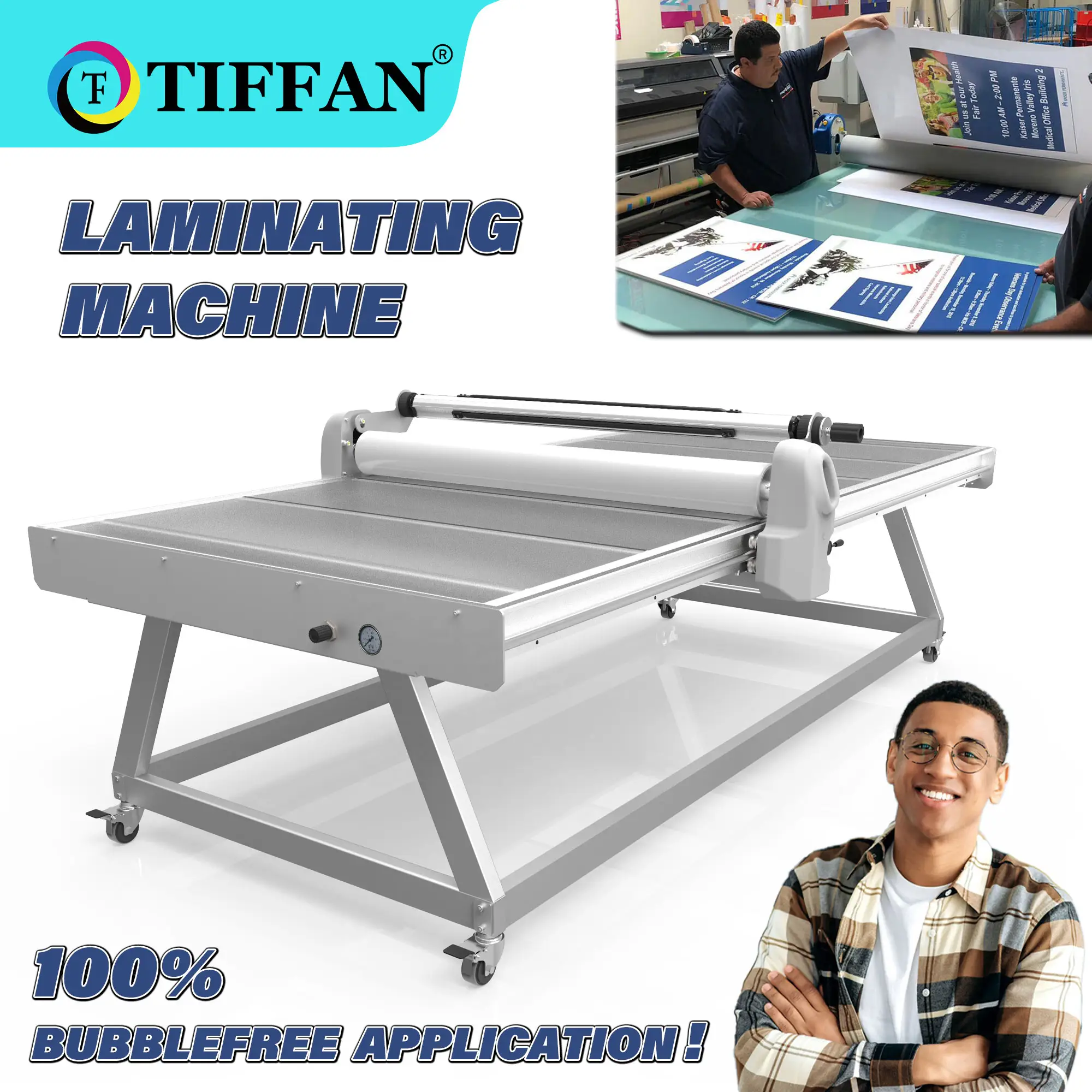 Machine à plastifier à froid manuelle TF Smart Table 1.3m 2.5m Wide Format Machine à plastifier à plat