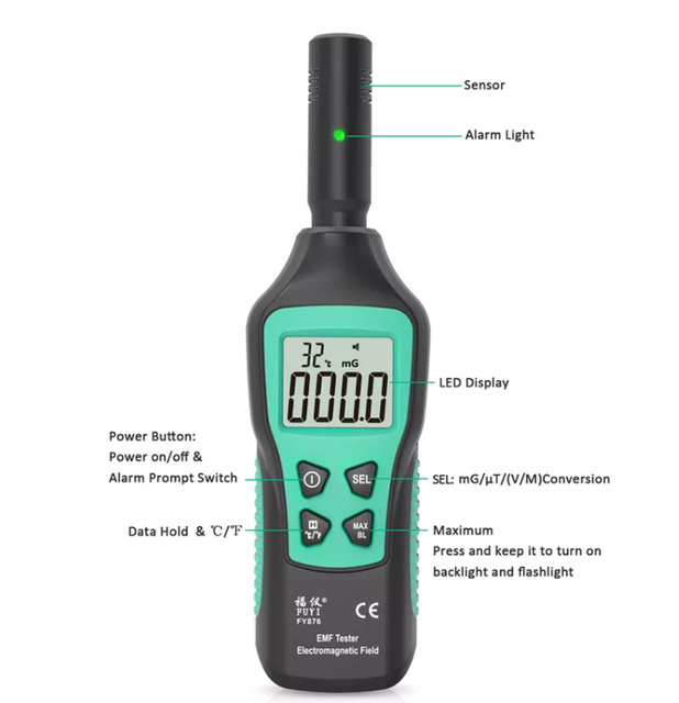VA098 Precision EMF Tester Electromagnetic Radiation Detector Monitor EMF Meter Household Digital Wave Radiation Detector