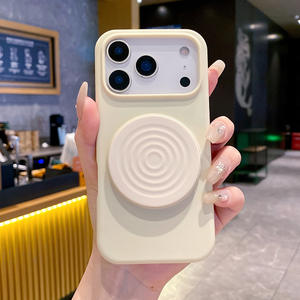 Coque compatible avec iPhone 17 Pro Max, iPhone 16, iPhone 15 et iPhone 14 Plus, en silicone, avec support pliable à motif vague. - Product Image 6