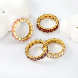 Hypoallergenic 316L <strong>Stainless</strong> <strong>Steel</strong> <strong>Jewelry</strong> Rings Custom Engraved 18K Gold Plated Cubic Zirconia Ring for Anniversary Gift - Product Image 4