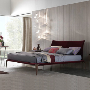 <span class=keywords><strong>Lit</strong></span> double OKF <span class=keywords><strong>de</strong></span> luxe léger, style italien minimaliste, avec tête <span class=keywords><strong>de</strong></span> <span class=keywords><strong>lit</strong></span> haute en <span class=keywords><strong>tissu</strong></span> et cadre en bois massif, taille King/Queen pour chambre à coucher - Product Image 1