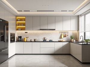 Mobili da <span class=keywords><strong>Cucina</strong></span> e <span class=keywords><strong>Soggiorno</strong></span> di Lusso in Legno Massello, Design Europeo <span class=keywords><strong>Moderno</strong></span> Minimalista Personalizzato, Armadi Alti da Parete Bianchi - Product Image 6