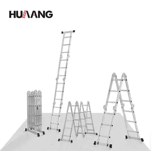 Tangga lipat multi-fungsi, tangga Aluminium ekstensi 8 in 1 langkah tugas berat kombinasi tangga aluminium 4.7m