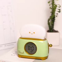 Lampe grille-pain LED personnalisable Réveil à luminosité réglable rechargeable par USB pour chambre à coucher Mini veilleuse à utiliser dans la chambre