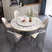 Ensemble de meubles de salle à manger classiques modernes YOUTAI, table en pierre noire et or avec 6 chaises pour usage domestique