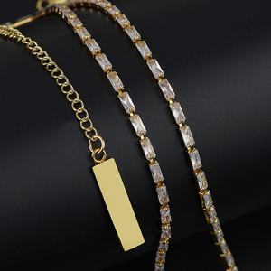 Cadenas de tenis de acero inoxidable chapadas en oro, regalos de moda para mujer con logo, gargantilla al por mayor - Product Image 1