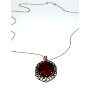 925 Navajo firmato Vintage in argento Sterling con Abalone rosso naturale - Product Image 6