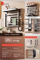Toallero Eléctrico Negro para Baño, Montado en la Pared, Calentador de Toallas, Enchufable, de Acero Inoxidable