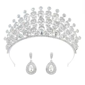 Peacock Shape Alloy Wedding Jewelry Sets Baroque Crystal Bridal Tiaras Earrings Wholesale Jewelry Sets