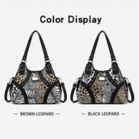 Sac à bandoulière pour femme, sac de créateur grande capacité, imprimé léopard, rivets, cuir PU, sac à main tendance pour femme, vente en gros 20 pièces