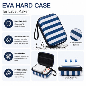 Estuche de almacenamiento de carcasa dura EVA para impresora de etiquetas P12 P15 M1, estuche protector portátil con rayas azules y blancas, 2 3 compartimentos - Product Image 4