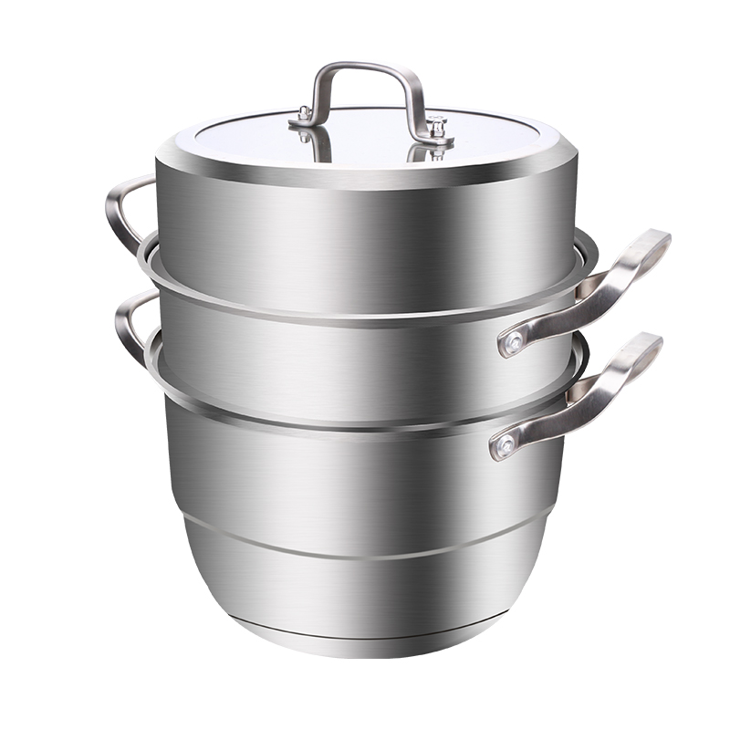 Europe Style Premium Heavy Duty 3 Layer Cookware Stainless Steel Steamer Cooking Pot Set