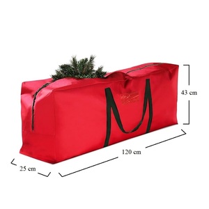 Sac de rangement pour arbre de Noël, 120 cm, tissu Oxford imperméable avec fermeture éclair et poignées de transport, rouge - Product Image 2