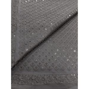 Tissu en soie noire Triloki, 44 pouces, motif abstrait transparent, pour la confection de saris - Product Image 3